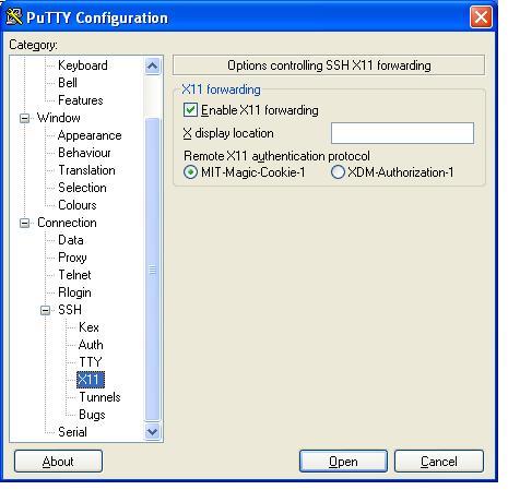 PuTTY: Enable X11 Forwarding